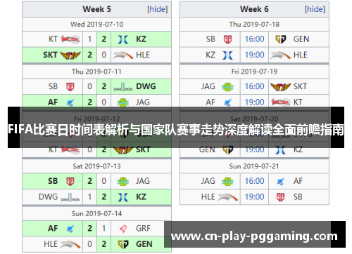 FIFA比赛日时间表解析与国家队赛事走势深度解读全面前瞻指南